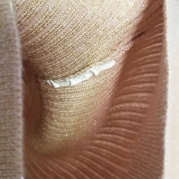 RED Valentino Champagne Rose Gold Lurex Rib Knit Bow Ruffle Fitted Sweater Wool - Picture 15 of 16